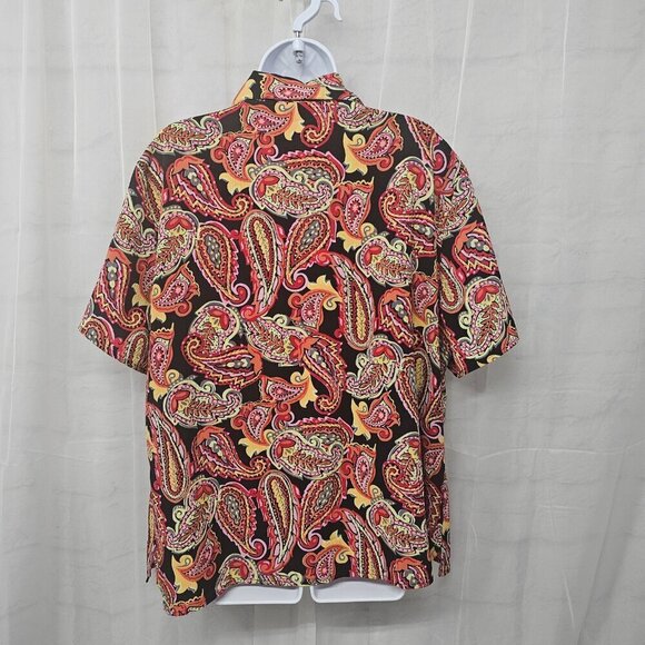 Kim Rogers Red Paisley Layered Boho Button Down Blouse 3X - Picture 7 of 12